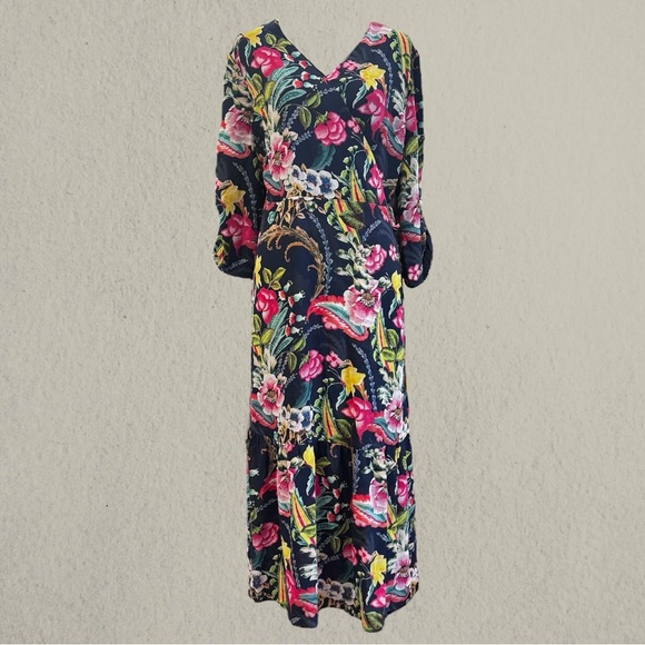 SOFT SURROUNDINGS SAMANTHA MAXI DRESS NAVY PAISLEY 1X NWT - Picture 2 of 11